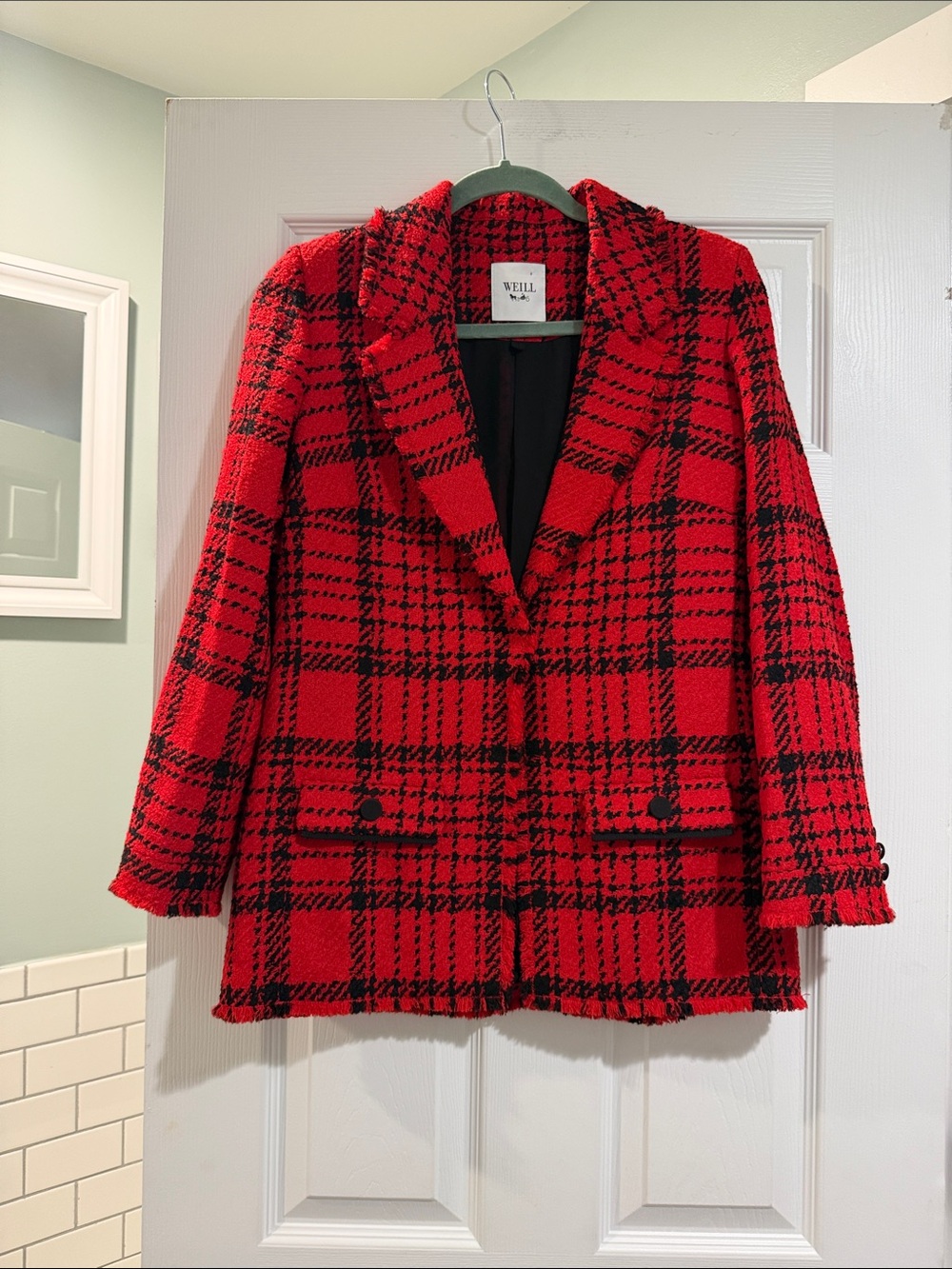 WEILL Paris- Red and Black Plaid Blazer